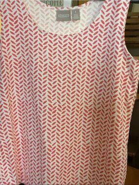 Chicos Pink/white Sz 1 (8-10) Ptp 18 1/2-21” Length 24 92% Nylon 8% Spandex